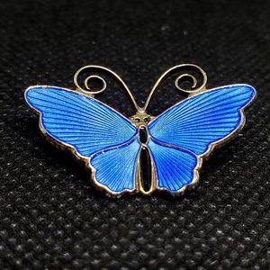 David Anderson Sterling Silver Blue Enamel Butterfly